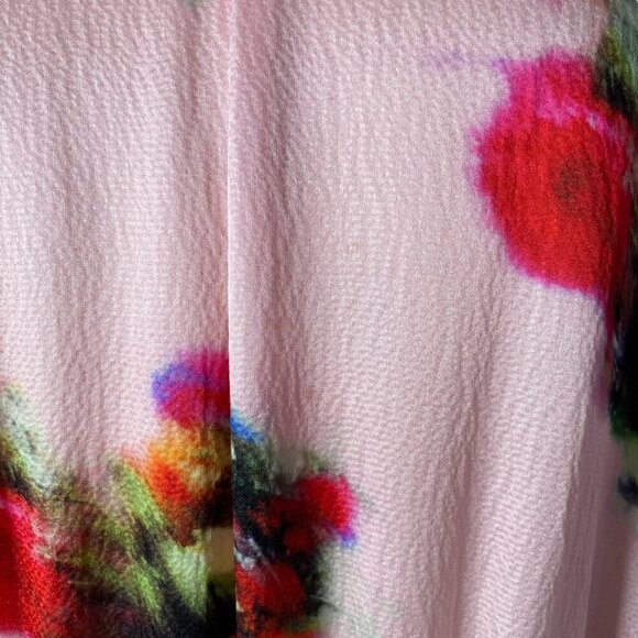 Adam Lippes Ruffle Floral Dress Pink Silk Midi - Picture 13 of 15